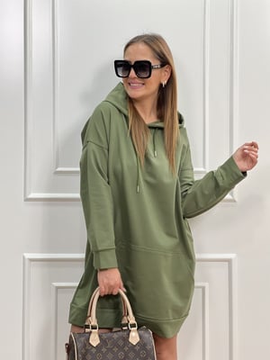 Haki Kapşonlu Tunik Sweatshirt
