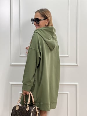 Haki Kapşonlu Tunik Sweatshirt
