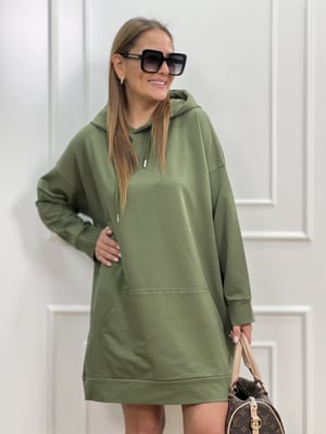 Haki Kapşonlu Tunik Sweatshirt