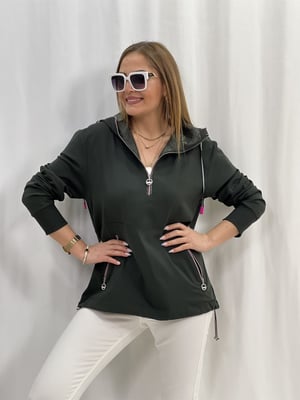 Haki Kapüşonlu Orijinal Sweatshirt
