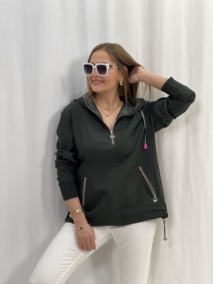 Haki Kapüşonlu Orijinal Sweatshirt