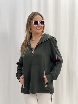 Haki Kapüşonlu Orijinal Sweatshirt