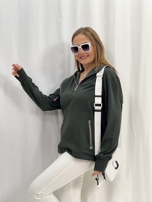 Haki Kapüşonlu Orijinal Sweatshirt