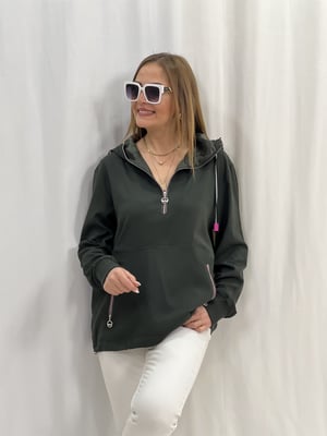 Haki Kapüşonlu Orijinal Sweatshirt