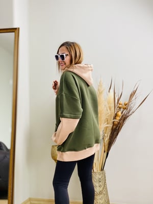Haki Taş Kapşonlu Sweatshirt
