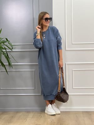 İndigo Oversize Sweat Elbise