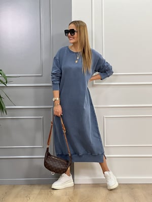 İndigo Oversize Sweat Elbise