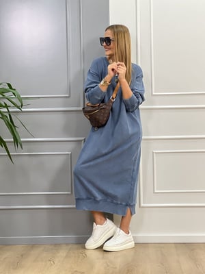 İndigo Oversize Sweat Elbise
