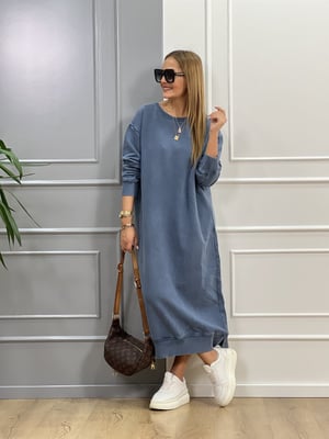 İndigo Oversize Sweat Elbise