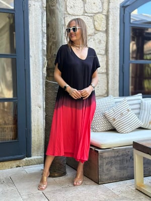 İthal Narçiçeği Batik Desen Oversize Elbise