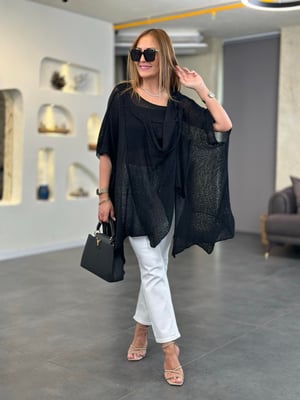 İthal Tasarım Merserize Siyah Bluz
