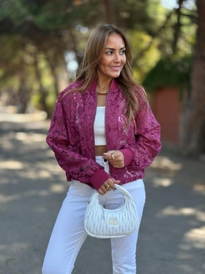 Jakarlı Bordo Bomber Ceket