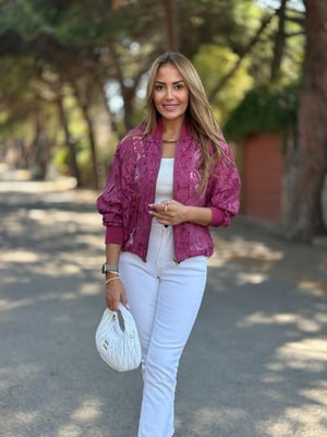 Jakarlı Bordo Bomber Ceket