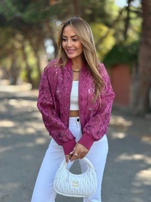 Jakarlı Bordo Bomber Ceket