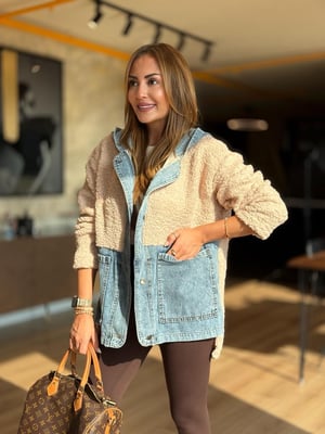 Jean Garnili Ekru Teddy Ceket