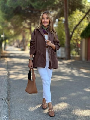 Kahve Bel Büzgülü Trenç Yağmurluk