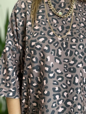 Kahve Leopar Yarım Kol Sweatshirt