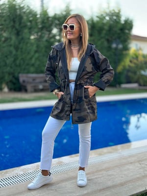 Kamuflaj Desen Kapüşonlu Yağmurluk
