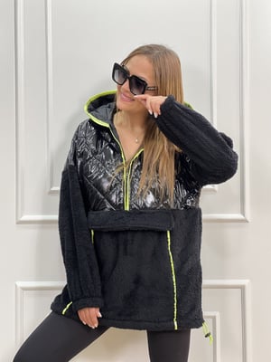 Kapitone Kapşonlu Peluş Sweatshirt