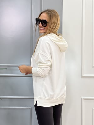 Kapşonlu Beyaz Sweatshirt