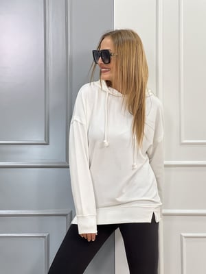 Kapşonlu Beyaz Sweatshirt