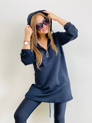Kapşonlu Siyah Sweat