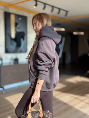 Kapüşonlu Kanguru Cep Kahve Sweatshirt