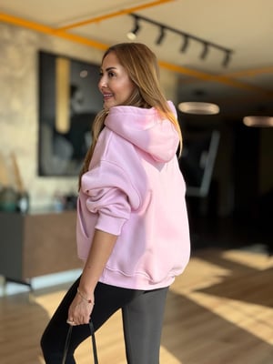 Kapüşonlu Kanguru Cep Pembe Sweatshirt