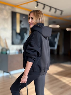 Kapüşonlu Kanguru Cep Siyah Sweatshirt