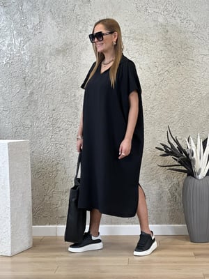 Kapüşonlu Oversize Salaş Siyah Elbise