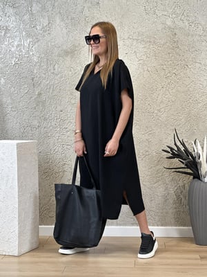 Kapüşonlu Oversize Salaş Siyah Elbise