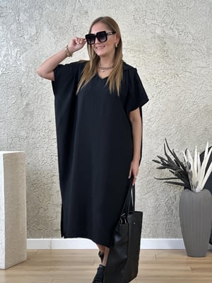 Kapüşonlu Oversize Salaş Siyah Elbise