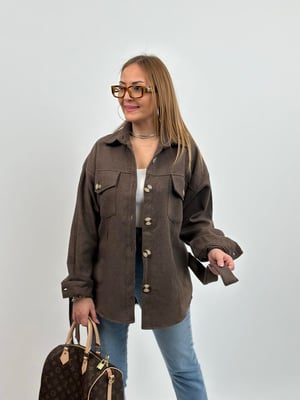 Kaşe Kuşaklı Kahve Oversize Ceket