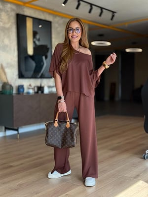 Kayık Yaka Kahve Salaş İkili Takım