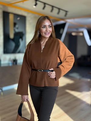 Kemerli Kaşe Tarçın Ceket
