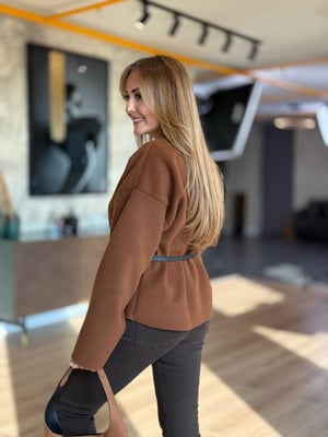 Kemerli Kaşe Tarçın Ceket