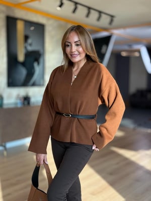 Kemerli Kaşe Tarçın Ceket