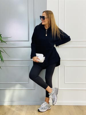 Kesikli Siyah Sweatshirt