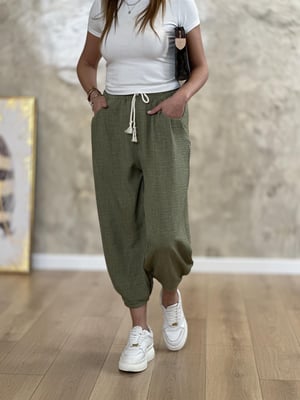 Keten Haki Şalvar Pantolon