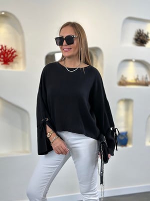 Kol Detaylı Siyah Oversize Triko 