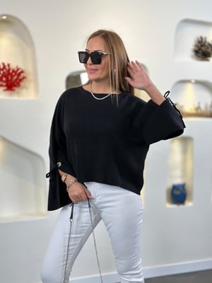 Kol Detaylı Siyah Oversize Triko 