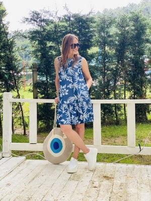 Koyu Mavi Kolsuz Jean Elbise