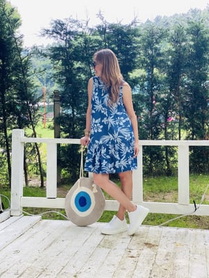 Koyu Mavi Kolsuz Jean Elbise