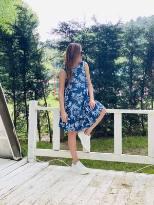 Koyu Mavi Kolsuz Jean Elbise