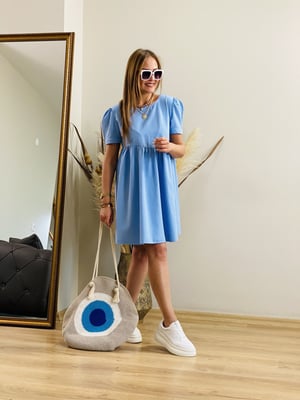 Kurdela Yaka Bebe Mavi Elbise