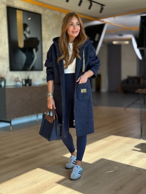 Lacivert Buklet Hırka Ceket