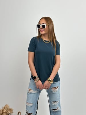 Lazer Kesim Oysho Petrol Mavi Tshirt