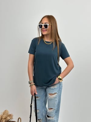 Lazer Kesim Oysho Petrol Mavi Tshirt