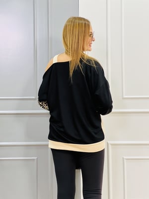 Leopar Desenli Kol Detaylı Sweat