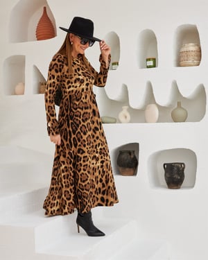 Leopar Maxi Elbise